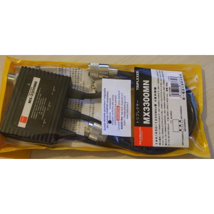 DIAMOND MX-3300MN-TRIPLEXER 1.6-160/350-500/850-1300 MHz PL259/PL259/NM