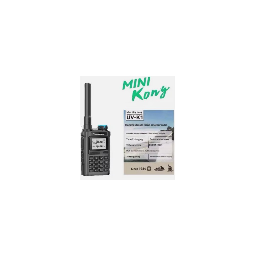 Quansheng UV-K1 RTX PORTATILE VHF UHF RX 50-600 MHZ AIRBAND - GARANZIA ITALIA