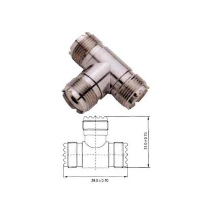 CONNETTORE ADATTATORE A T TRIPLO  SO239