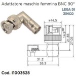 CONNETTORE ADATTATORE DA BNC FEMMINA A  BNC MASCHIO 90 GRADI