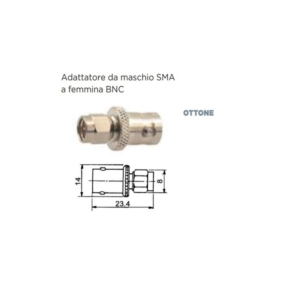 CONNETTORE ADATTATORE DA BNC FEMMINA A SMA  MASCHIO